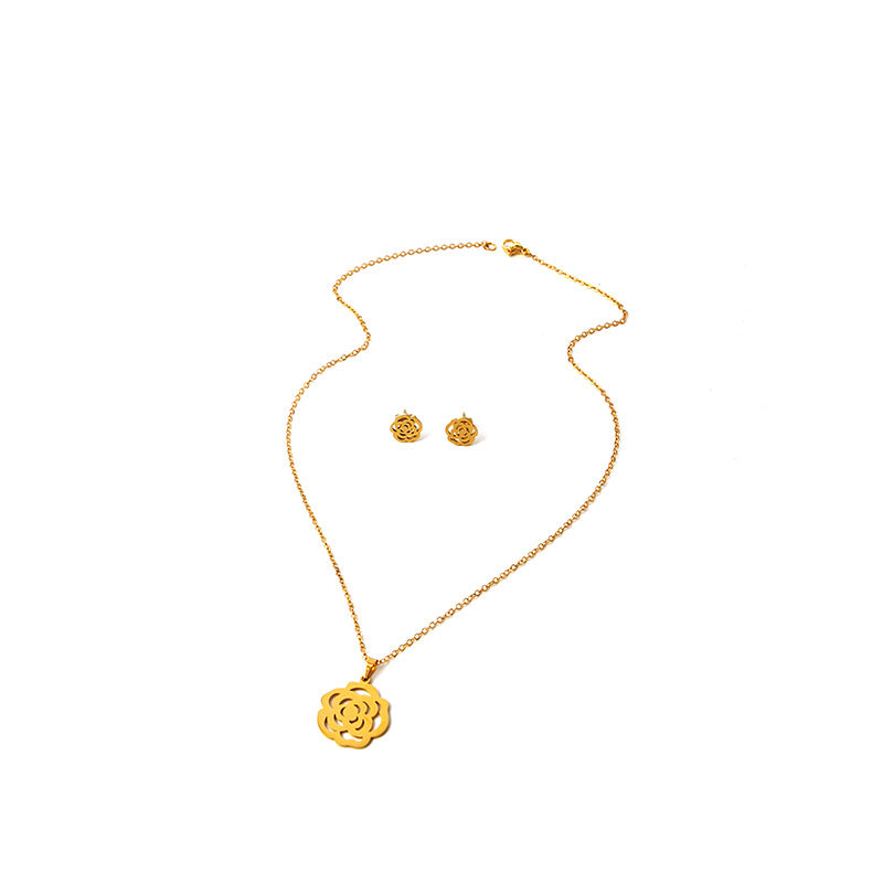 Wholesale Stainless Steel Geometric Cross Earrings Necklace Set