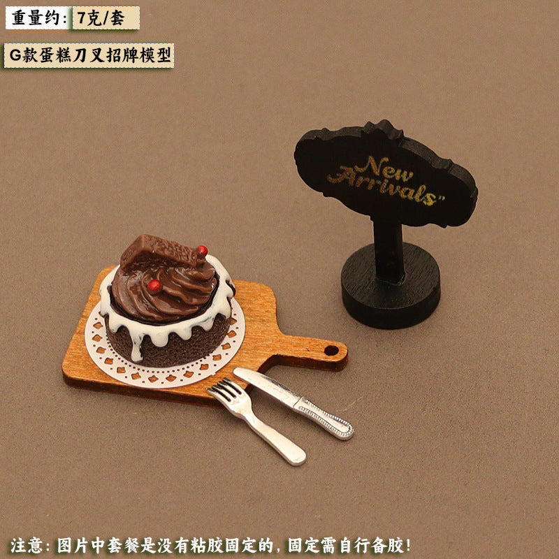 Wholesale Miniature food toy cake tray knife and fork model Doll Accessories