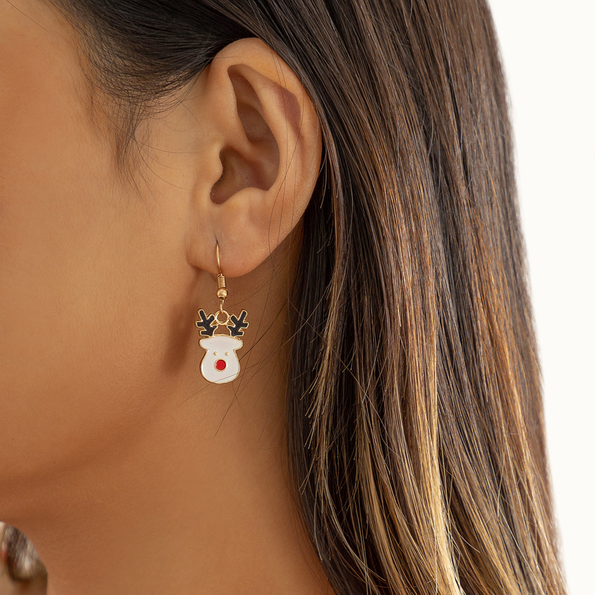 Wholesale Colorful light bulb snowman candy Christmas earrings