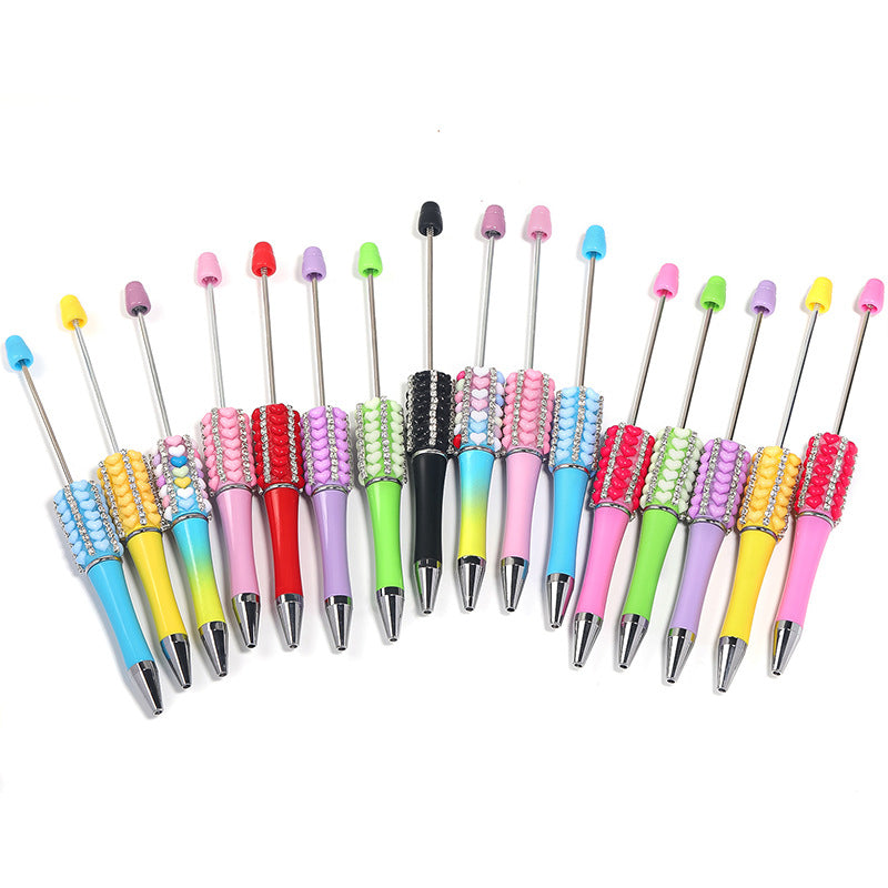 Wholesale 5pcs Beadable Pens Heavy Resin Heart Rhinestone Rotating Ballpoint Pen