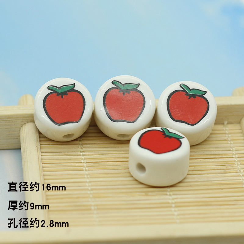Wholesale 5PCS Christmas Ceramic Apple Beads