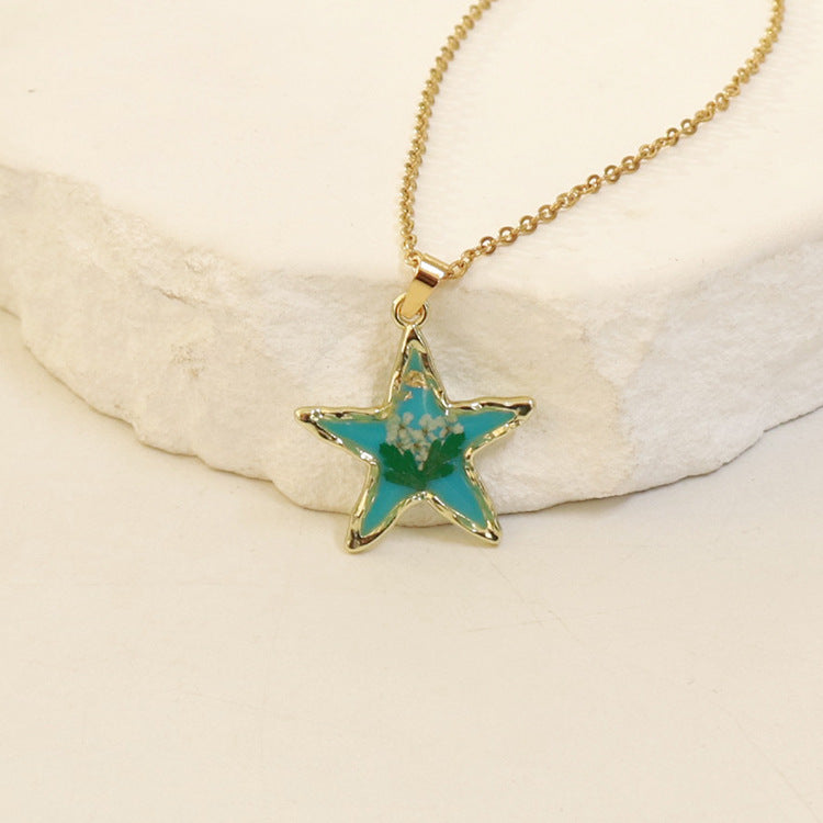 Wholesale 6pcs Real Flower Dried Flower Pendant Immortal Flower Colorful Epoxy Real Flower Necklace