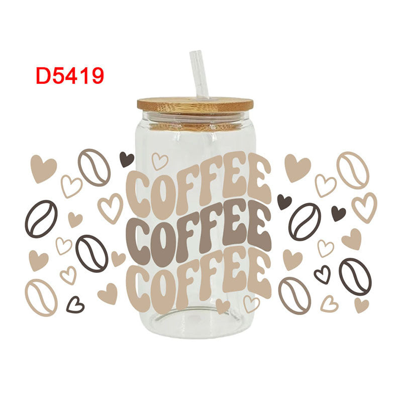 Wholesale Coffee bean beverage 16oz Cup UV DTF Wraps