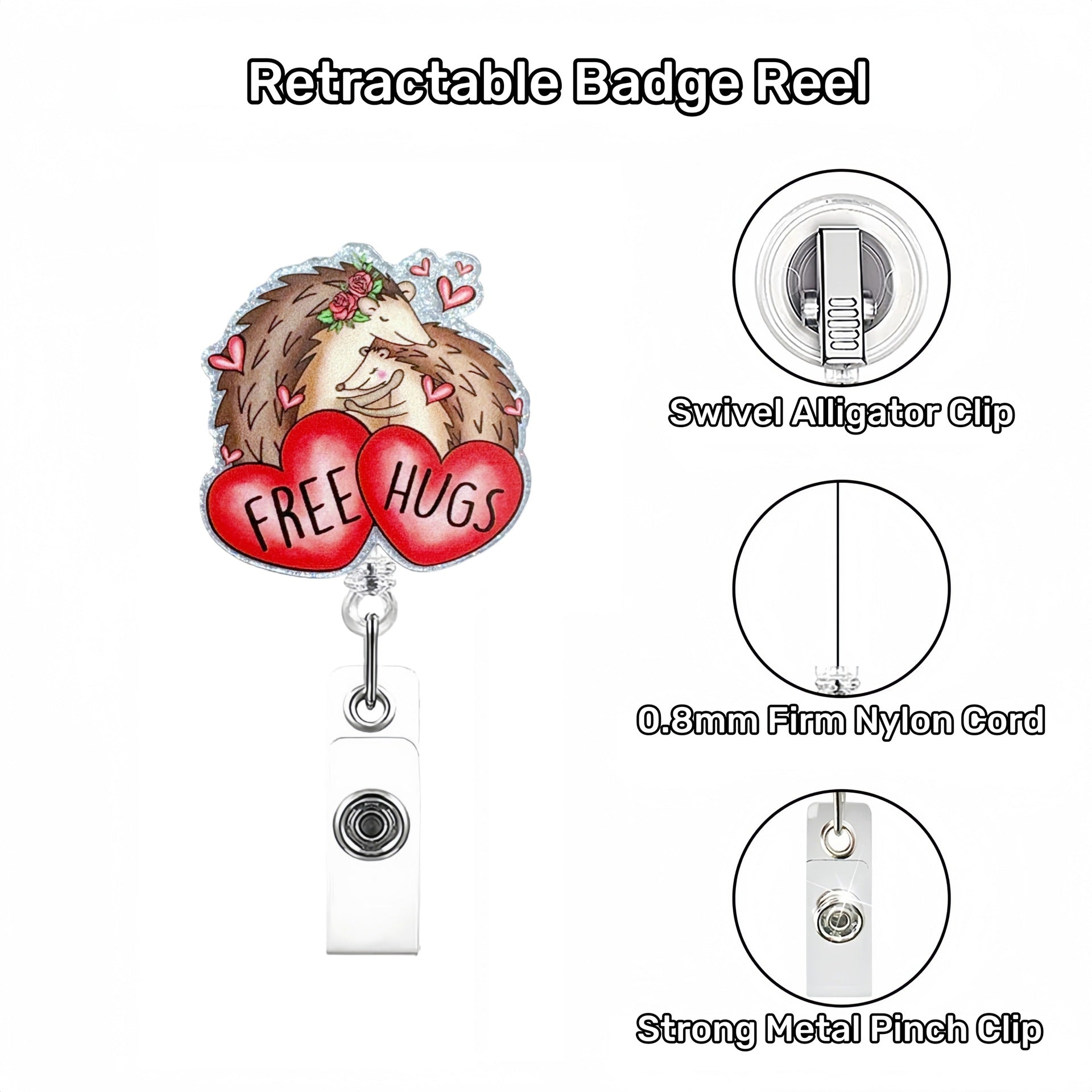 Wholesale Valentine' s Day Acrylic Telescopic Badge Reels