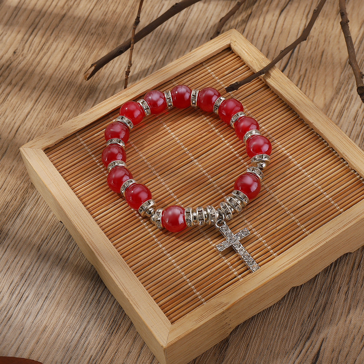 Wholesale Ethnic Style Cross Old Glass Beaded Bracelet