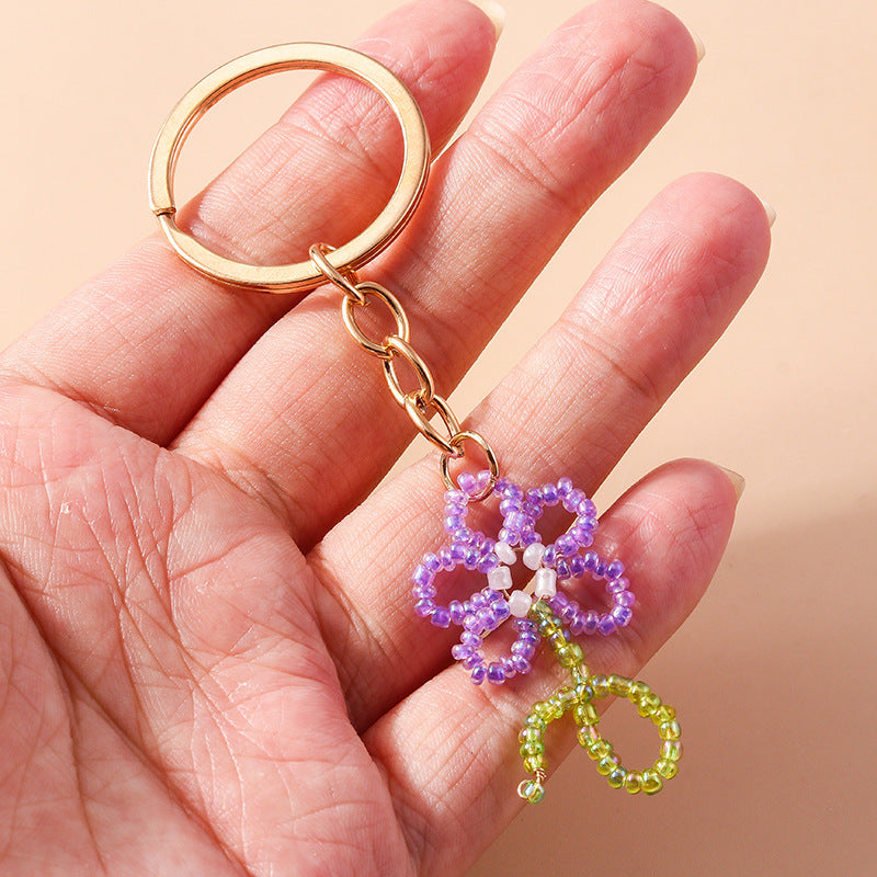 Wholesale Rice Pearl Flower Pendant Keychain