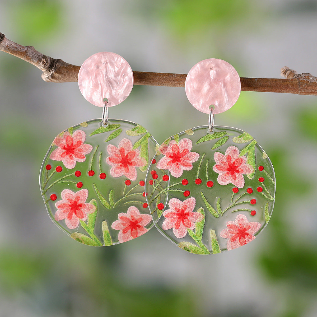 Wholesale Spring and summer flower leaf pendant earrings acrylic earrings