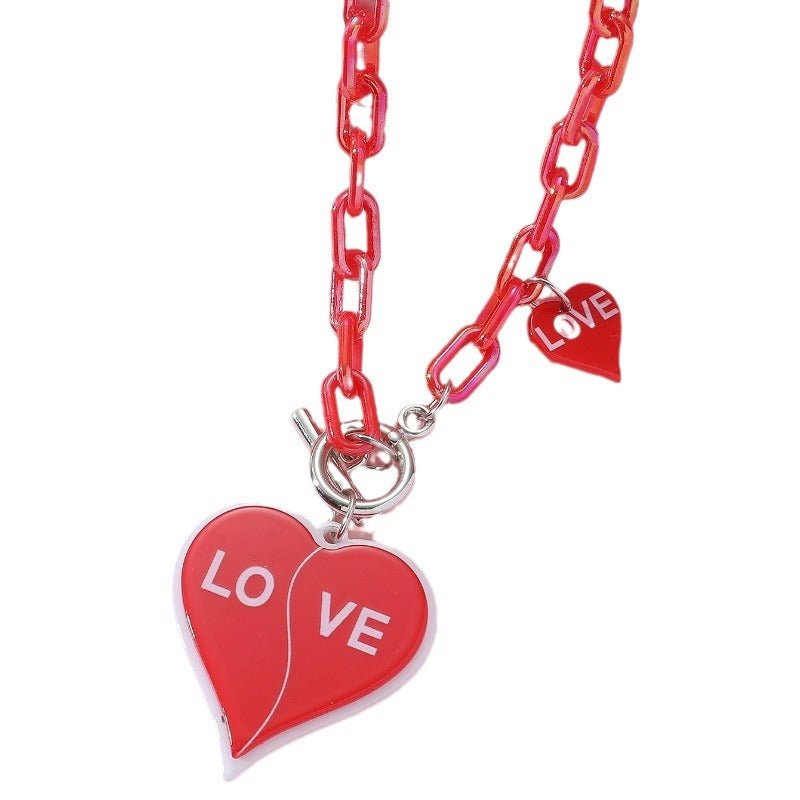 Wholesale Valentine's Day Acrylic Peach Heart Clavicle Chain
