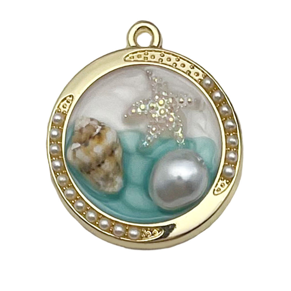 Wholesale Oil Painting Ocean Series DIY Alloy Oil Drop Pendant Necklace Earrings