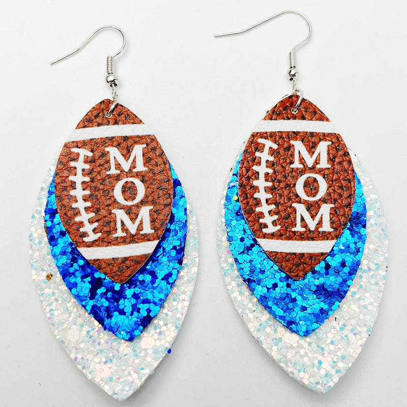 Wholesale 2 Pair/Pack Sports Rugby Field Cheer Football Leather Earrings