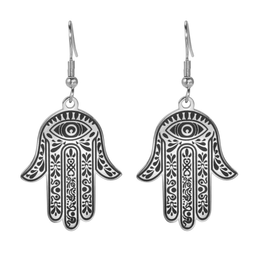Wholesale Hand Palm Print Pendant Stainless Steel Earrings