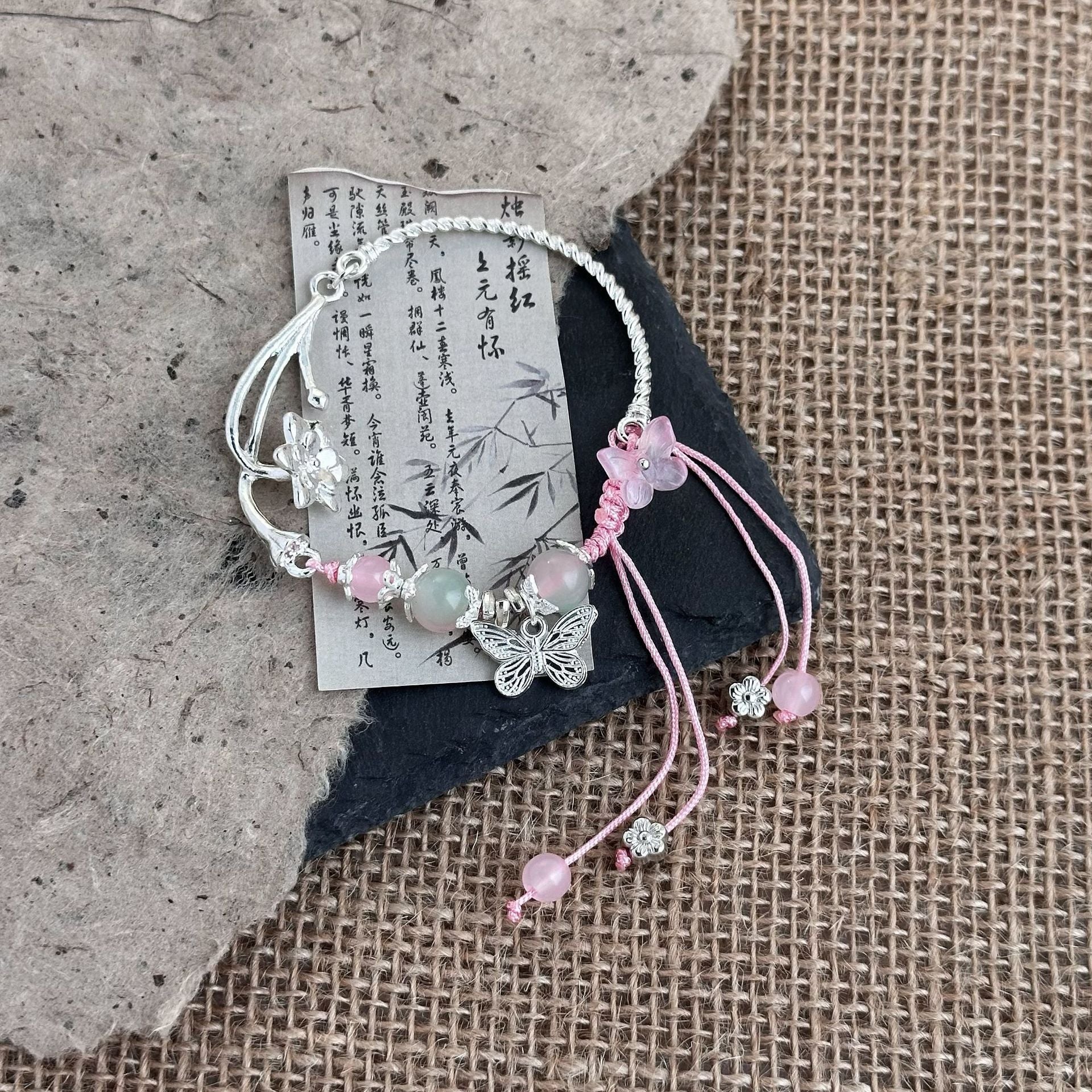 Wholesale New Chinese forest style hand-woven colorful flower bracelet irregular natural stone bracelet