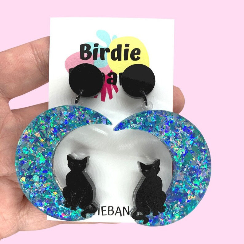 Wholesale Moon Star Cat Acrylic Earrings