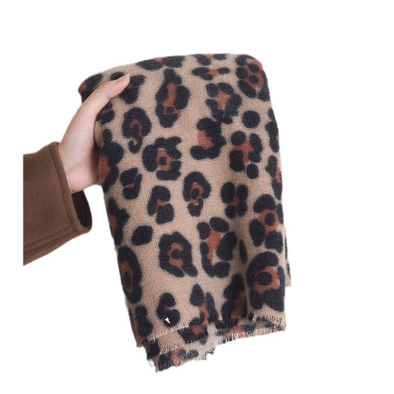 Wholesale Winter Leopard Print High-grade Cashmere Thickening Warm Large Shawl Scarf