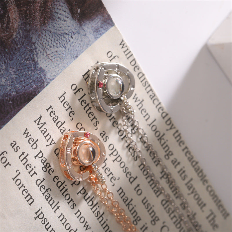 Wholesale Sterling silver creative diamond 100 languages I love you love heart projection clavicle necklace