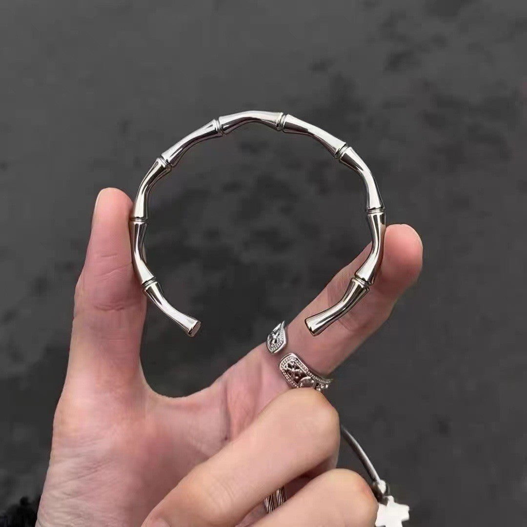 Wholesale Titanium steel non-fading retro winding cross bracelet stacking bamboo bracelet