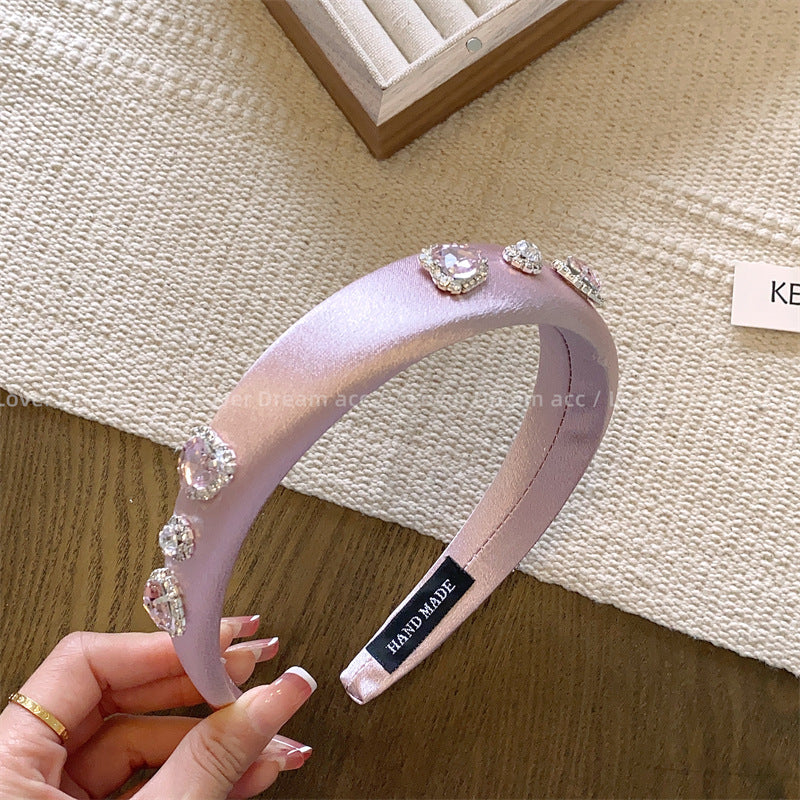 Wholesale Colorful Love Rhinestone Sponge Headband