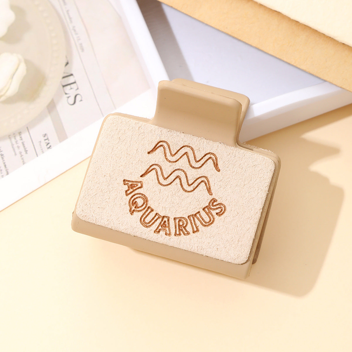 Wholesale Western Style Zodiac Shark Hair Clip Laser Engraved Microfiber Minimalist Updo Hair Clip For Everyday Styling And Gift