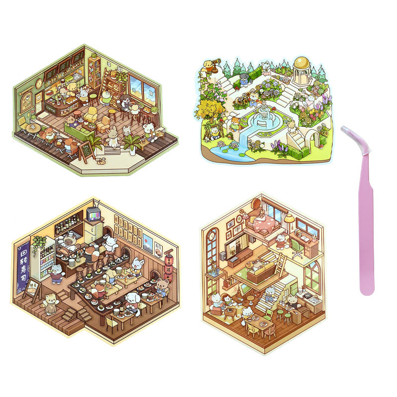Wholesale 3D Mini Scene Corner Series Cute Landscaping Stickers