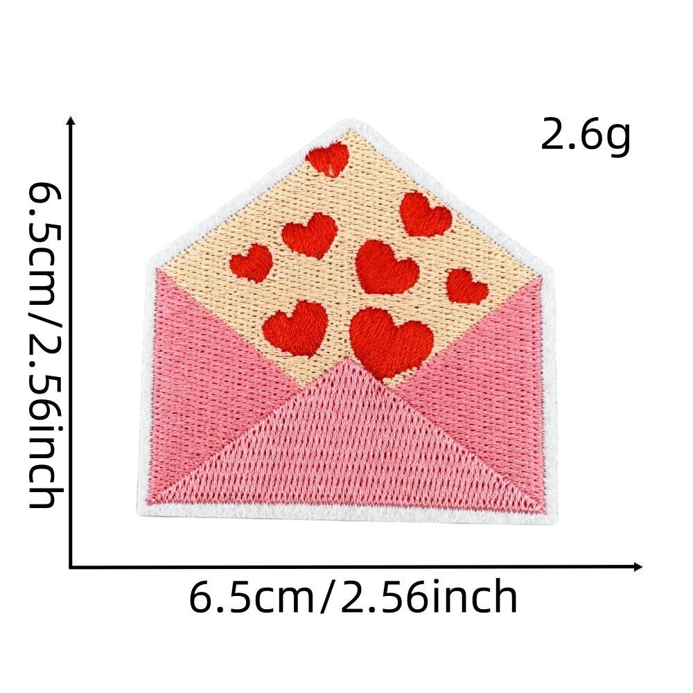 Wholesale Embroidered Iron On Patch Pink Valentine Hearts Cute Bear Design Wedding Scrapbook Decor Fashion DIY Accessory