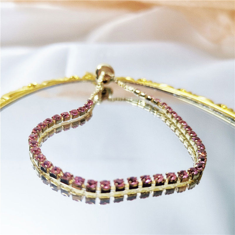 Wholesale Rhinestone Claw Chain Adjustable Single Row Full Diamond Bracelet