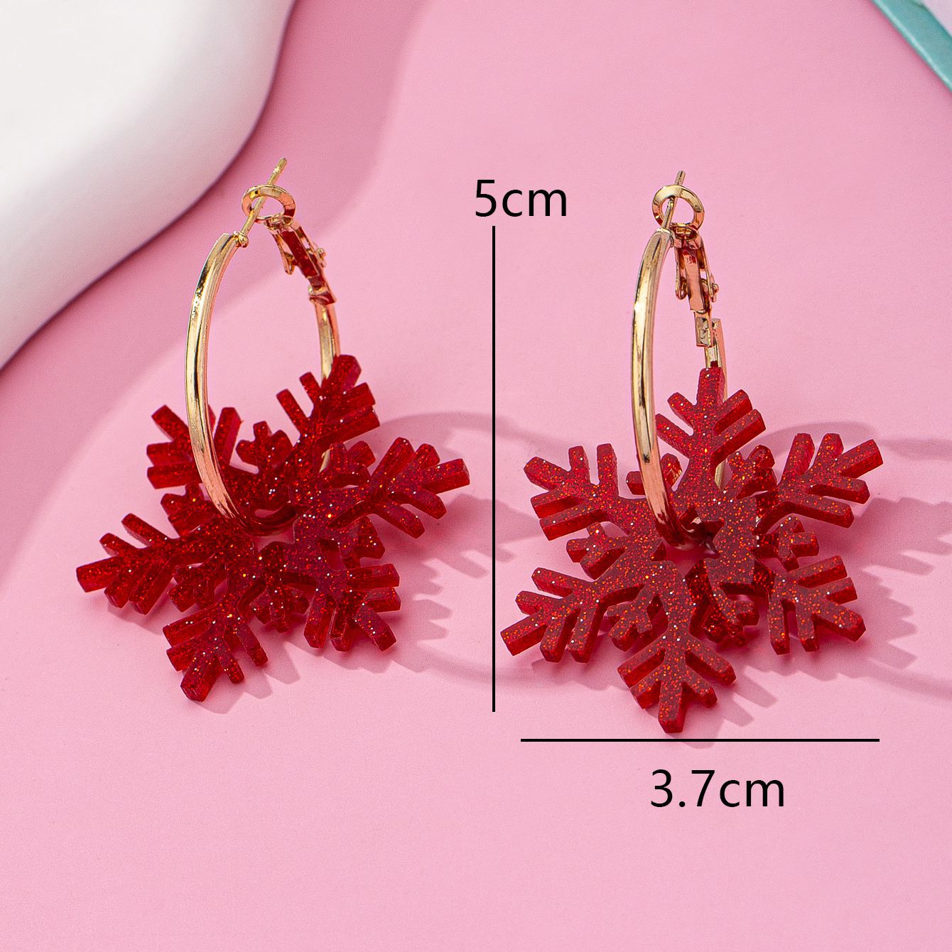 Wholesale Red Snowflake Christmas Acrylic Earrings