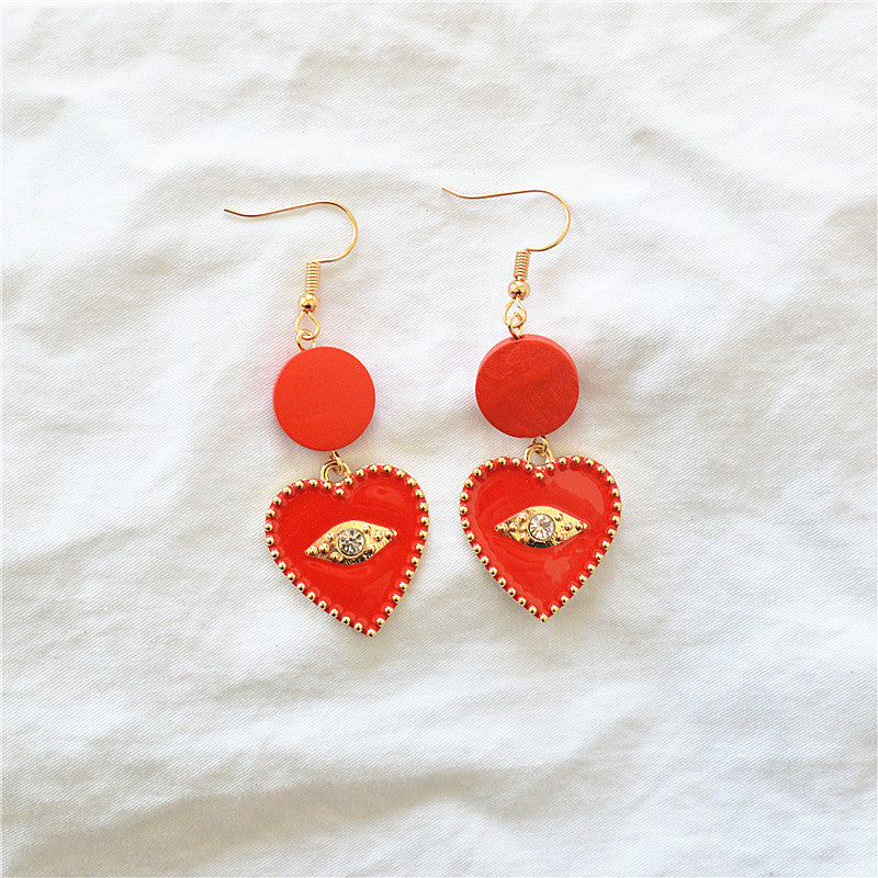 Wholesale Valentine's Day  Love Love Drop Oil Alloy Earrings