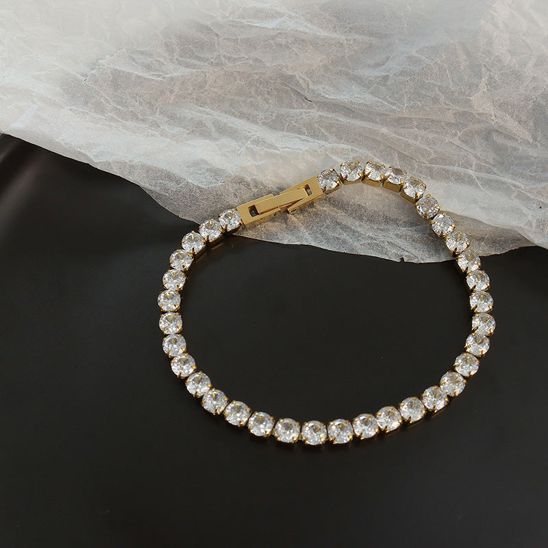 Wholesale Gypsophila Zircon Titanium Steel 18K Gold Plated Bracelet