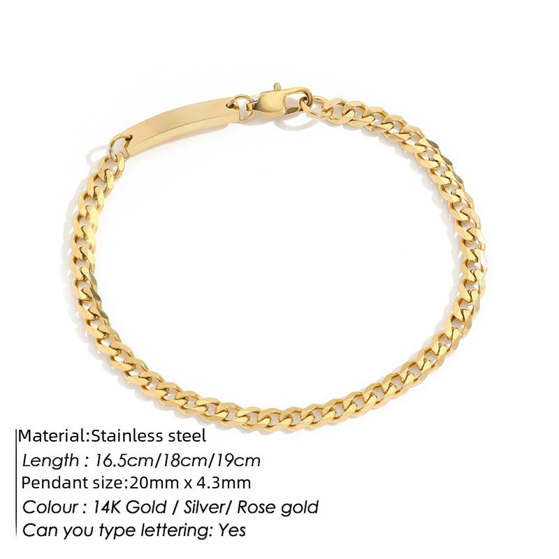 Wholesale Stainless Steel Gold Plated Fashion Cuban Bracelet