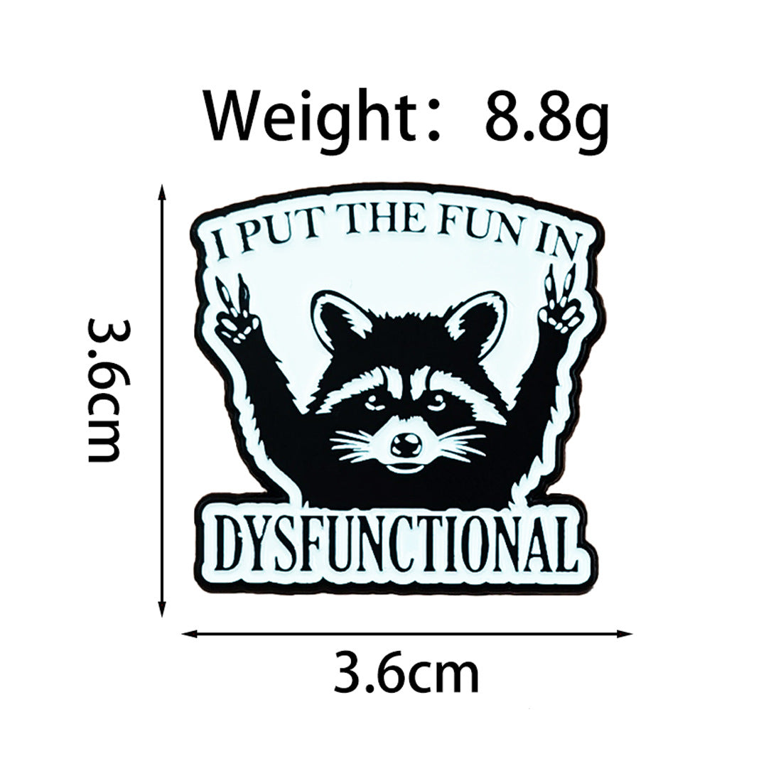 Wholesale English quote Cute cartoon brooch with cute raccoon cat