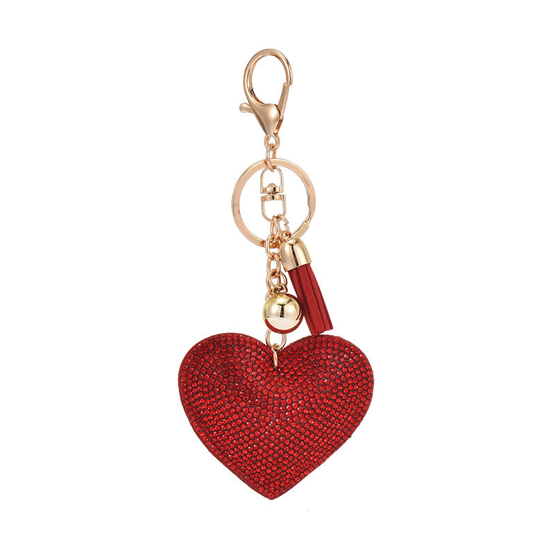 Wholesale Heart-shaped Diamond Leather Keychains