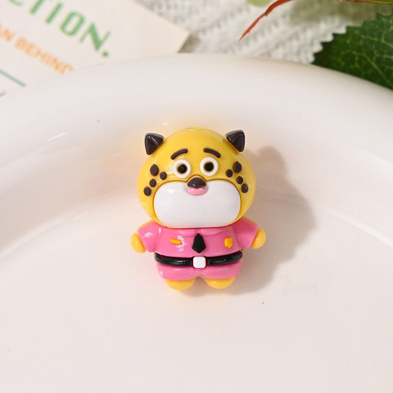 Wholesale  10pcs/pack Cute little leopard straight hole rubber beads    3D Focal Beads