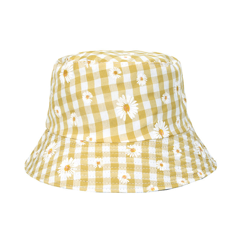 Sombrero de cubo de poliéster de impresión a cuadros con protector solar al por mayor
