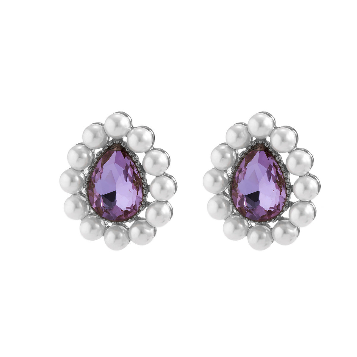 Wholesale Vintage Micro-paved Teardrop Shape Pearl Earrings