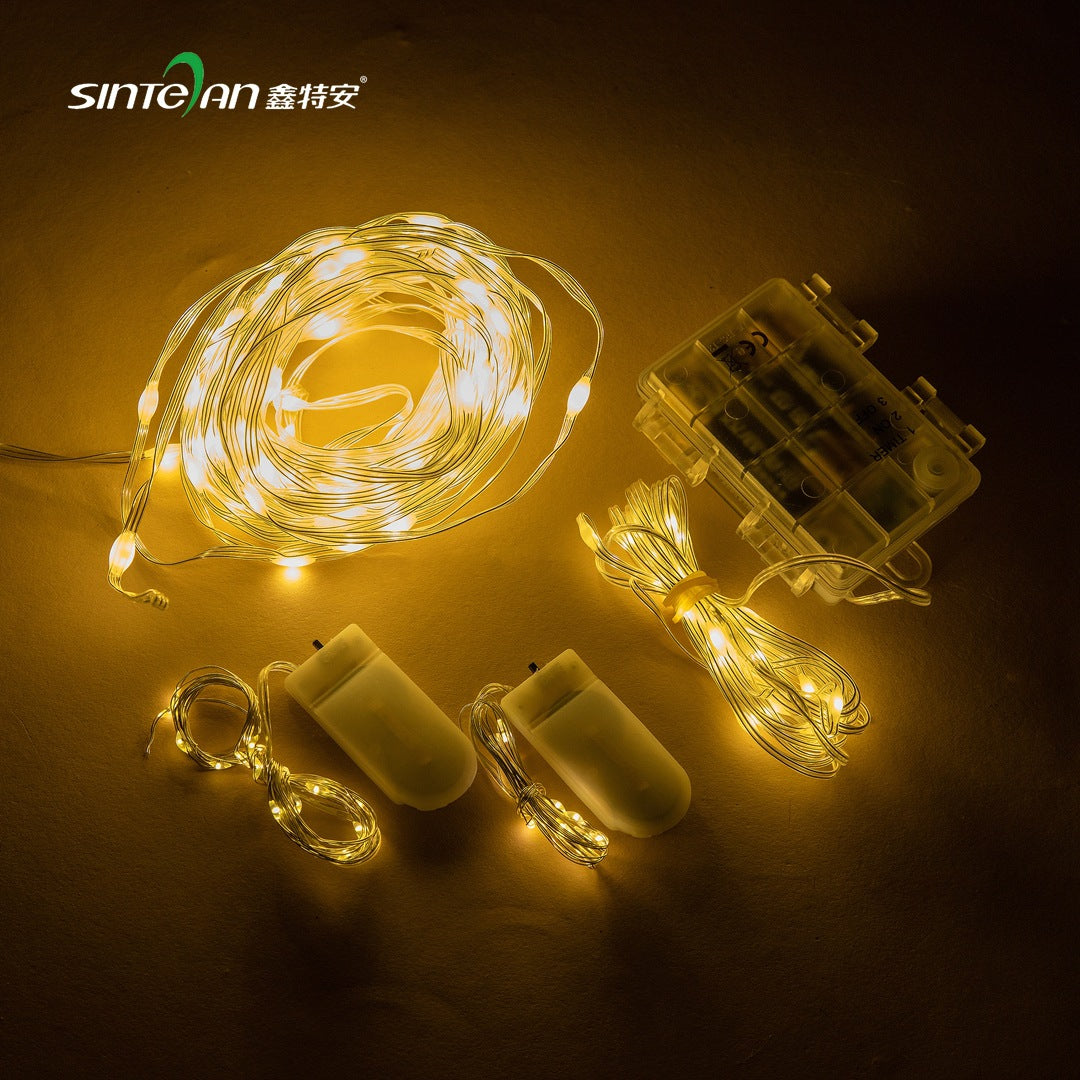 Wholesale Christmas tree light string warm white lighting LED low voltage light anti-electric shock button battery copper Christmas light