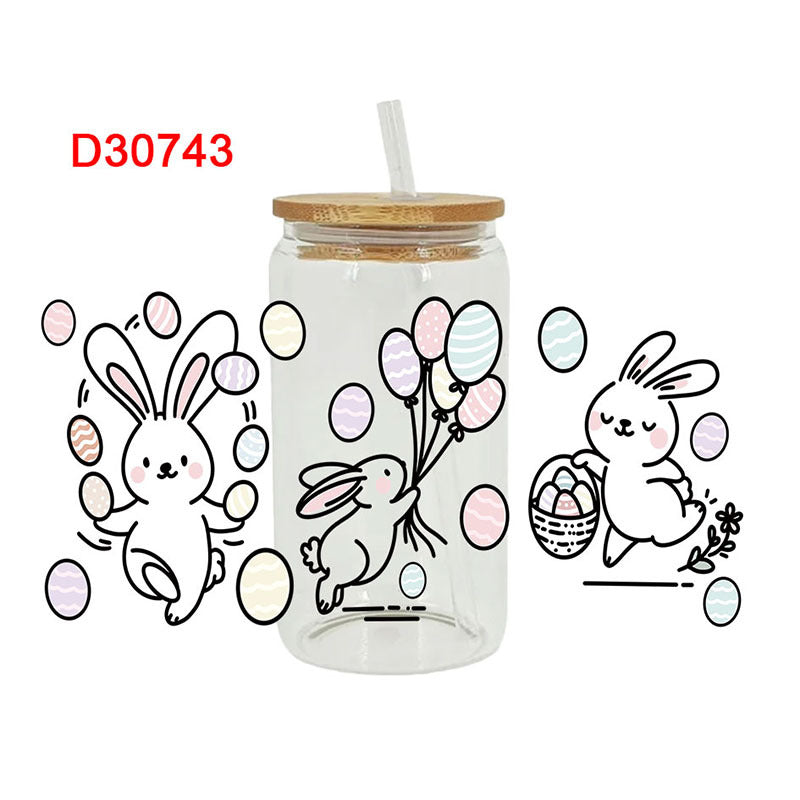 Wholesale Cute Easter Colorful Egg Rabbit 16oz Cup UV DTF Wraps