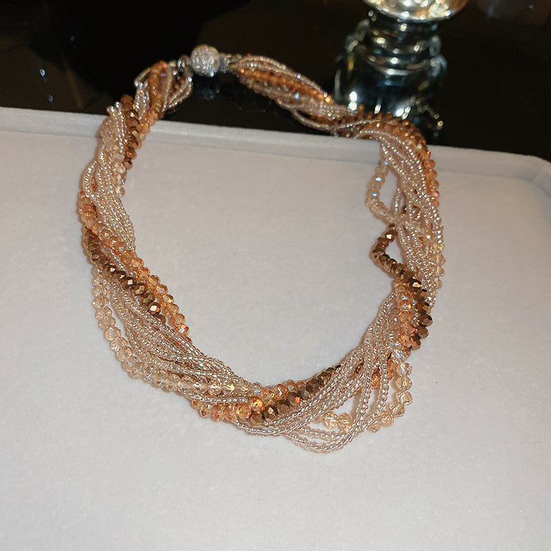 Wholesale Diamond Multi-layer Wrap Crystal Fashion Bracelet Necklace