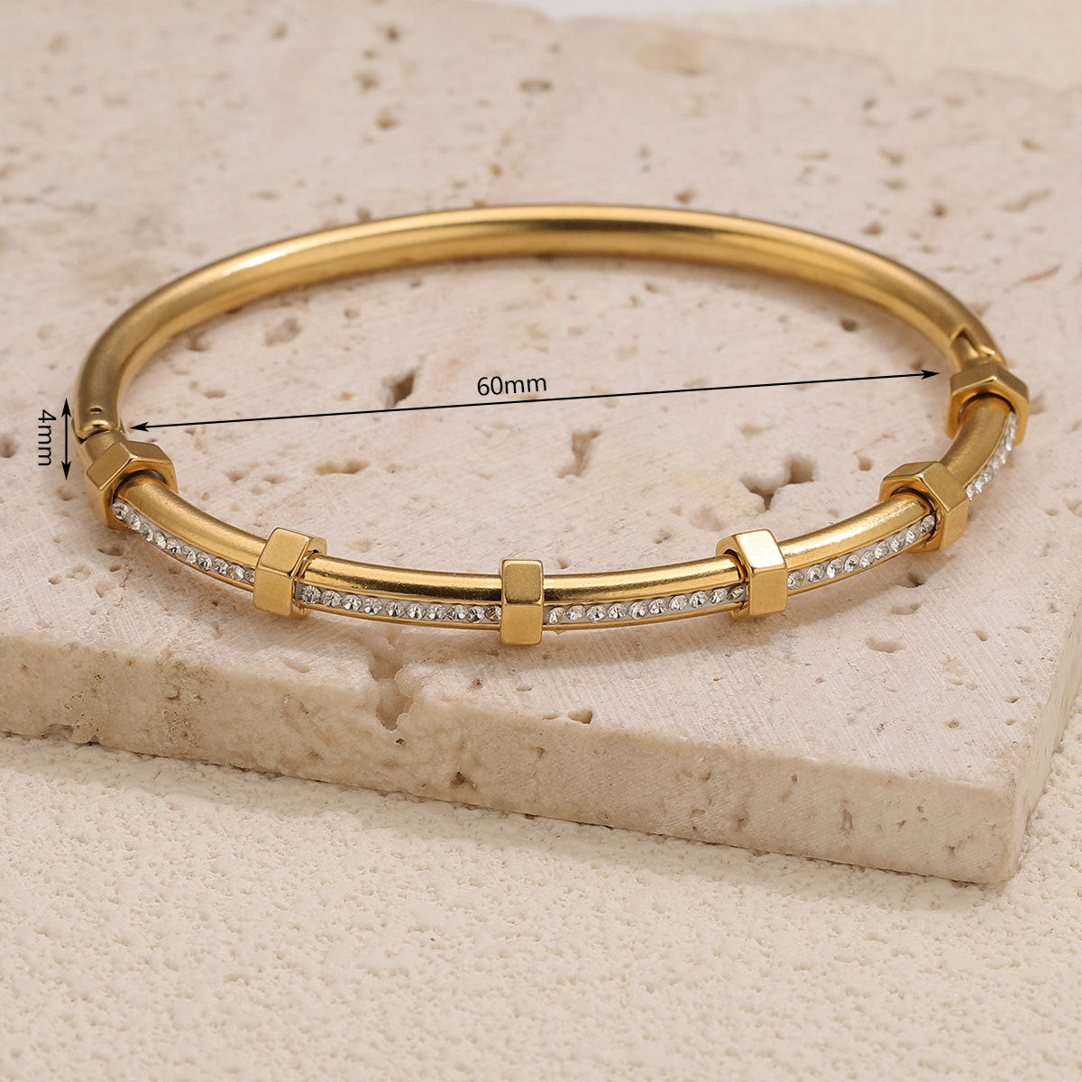 Wholesale Stainless Steel Slim Waist Bracelet with Diamond Inlay