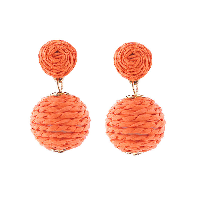 Wholesale Bohemian Handmade Wrap Ball Stud Earrings