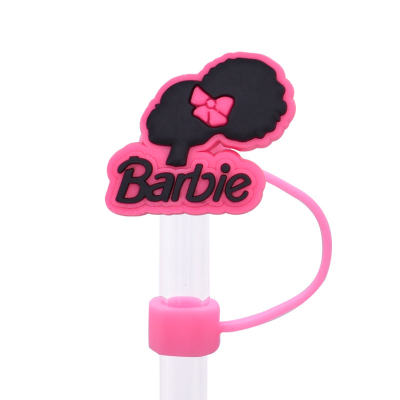 Wholesale Random 100pcs/pack Cute girl dust plug straw hat Straw Tube Cap