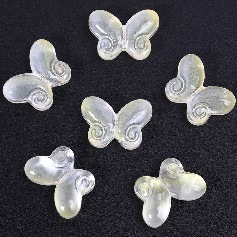 Wholesale 100pcs 10 * 14.5mm Gradient Fat Butterfly Glass Straight Hole DIY Beads