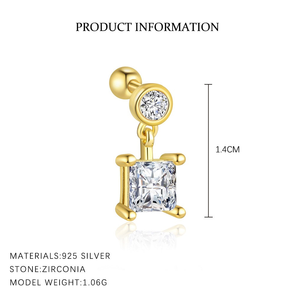 Wholesale Star Moon Zircon Round Head Earnail Ear Studs