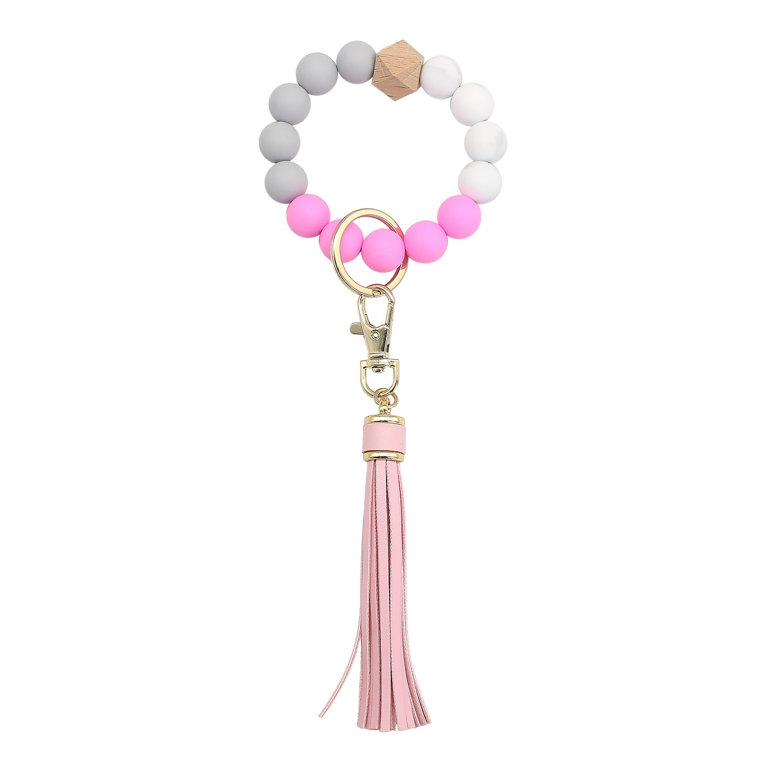 Wholesale Tassel Wood Beads Silicone Beads Wrist Keychain