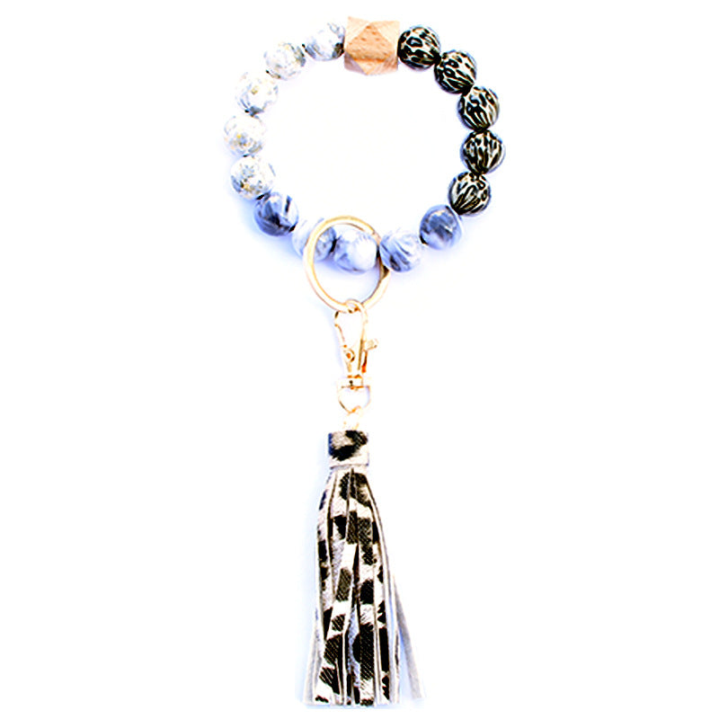 Wholesale Acrylic Beads Wooden Beads PU Tassel Bracelet Keychain