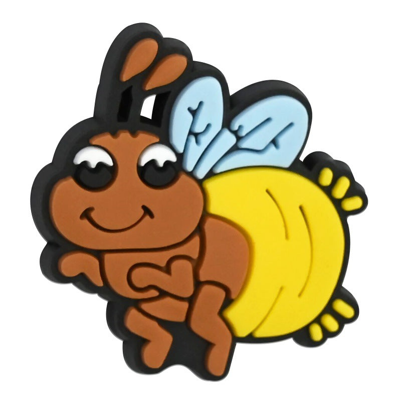 Wholesale Random 100pcs Cartoon Bee Series Ballpoint Pen Bead Accessories DIY Soft PVC Loose Beads