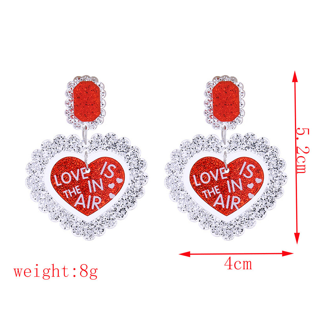 Wholesale Valentine' s Day Double layered Love Acrylic Earrings