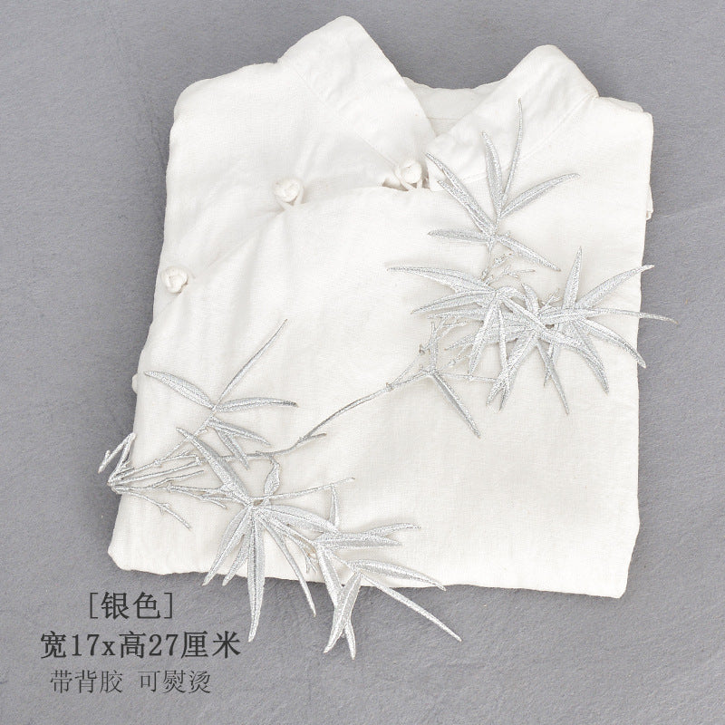 Wholesale Ethnic Bamboo Embroidery Patch Polyester Cotton Adhesive Backing Fashion Accessory For Clothing And Cheongsam Decor