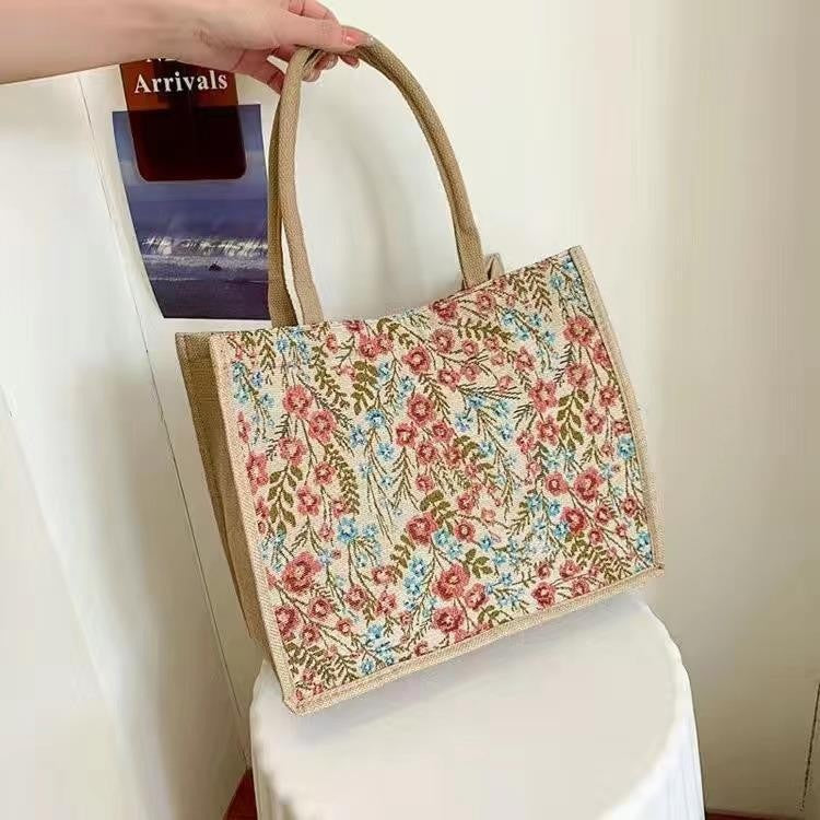 Wholesale Polyester cute cotton and linen portable large capacity commuter lunch bag tote bag canvas bag