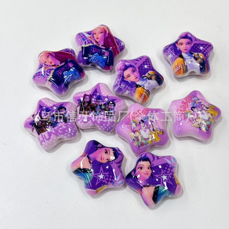 Wholesale 200pcs/pack Cartoon print five-pointed star ballpoint pen with perforation OLY Exclusive