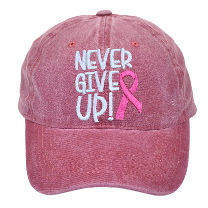 Wholesale Breast Ribbon Embroidery Washed Cotton Baseball Cap